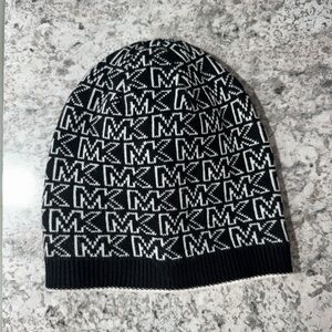 Michael Kors Monogram Black and White Knit Hat